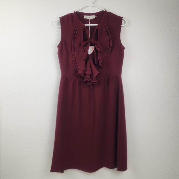 L'autre Chose Burgundy Dress Size 38 Italian US 6 Sleeveless Knee Length NWT - Picture 1 of 9